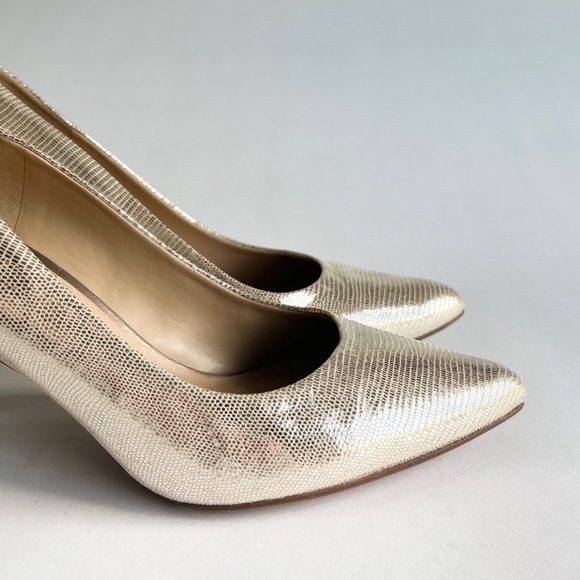 Naturalizer Gold Silver Leather Point Toe Heels size 8.5 - Picture 4 of 15
